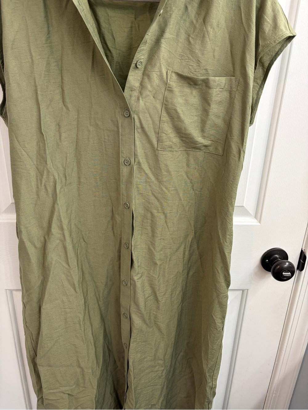 Halara Women's Olive Green Button-Front Shirt Dress - Picture 2 of 6